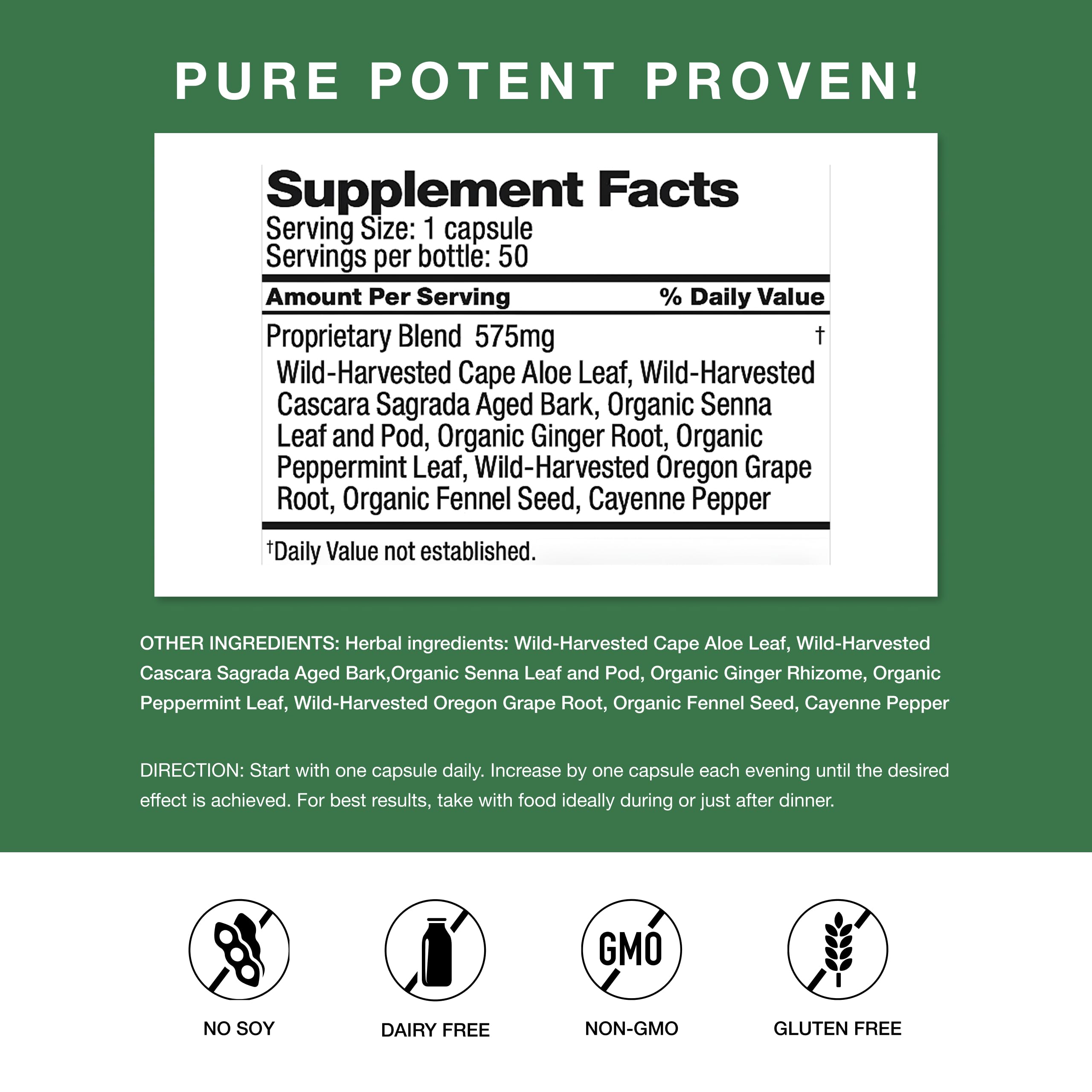 Dr. Schulze's Easy Go Bowel Mover bottle back, vegan formula with no harsh additives