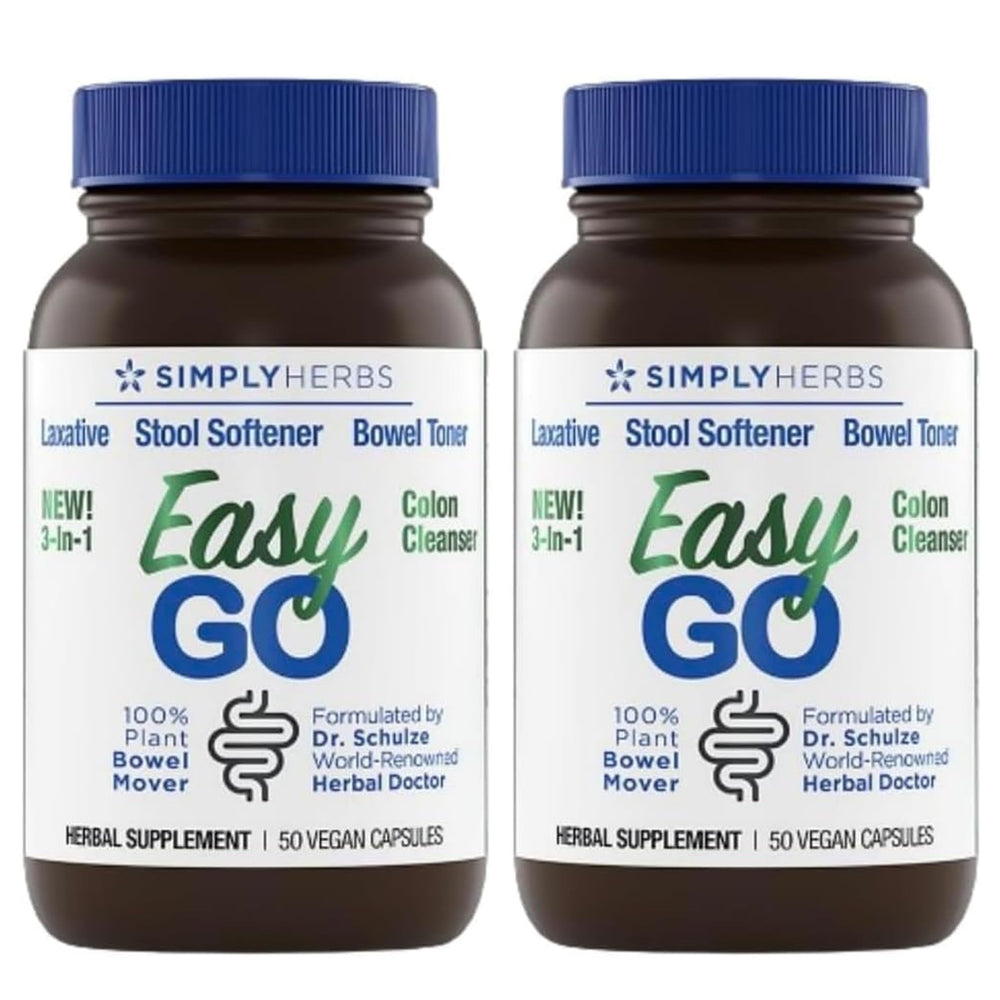 Dr. Schulze's Easy Go Bowel Mover bottle front, plant-based laxative for daily digestive support