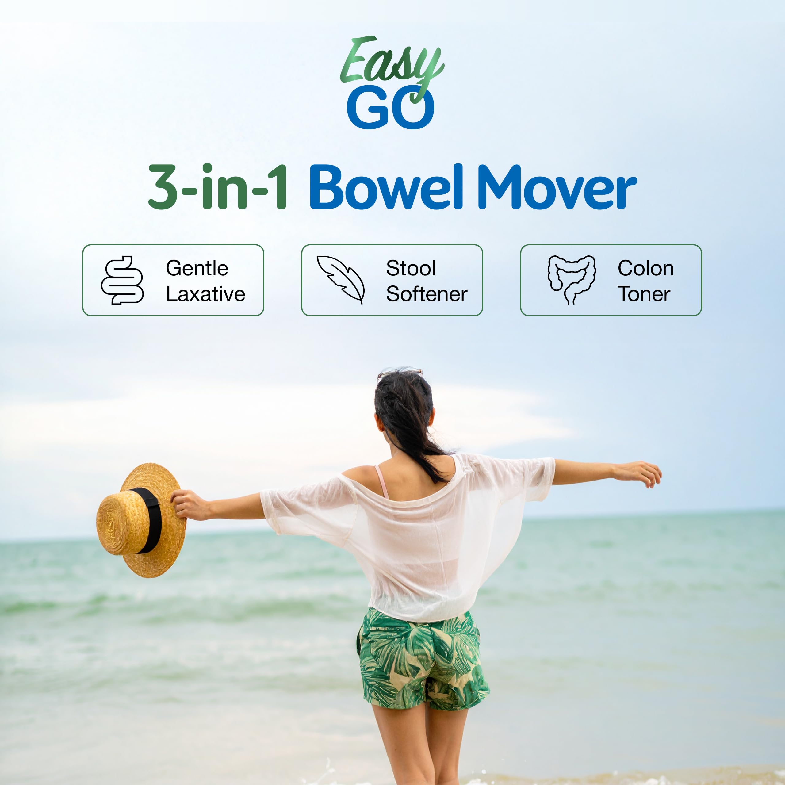 Dr. Schulze's Easy Go capsules closeup, 3-in-1 digestive support in one capsule