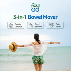 Dr. Schulze's Easy Go capsules closeup, 3-in-1 digestive support in one capsule