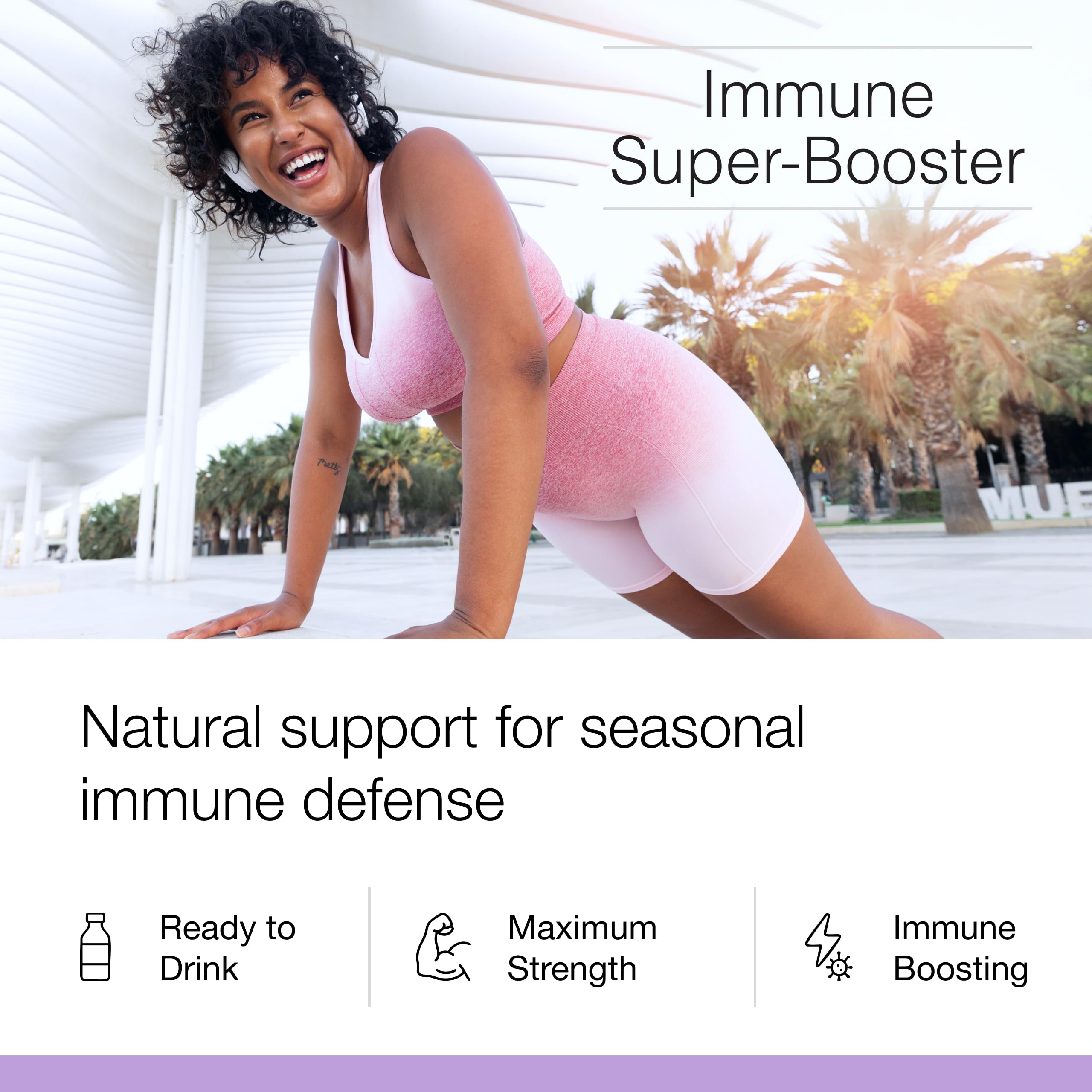 Pour shot into glass for quick wellness on the go