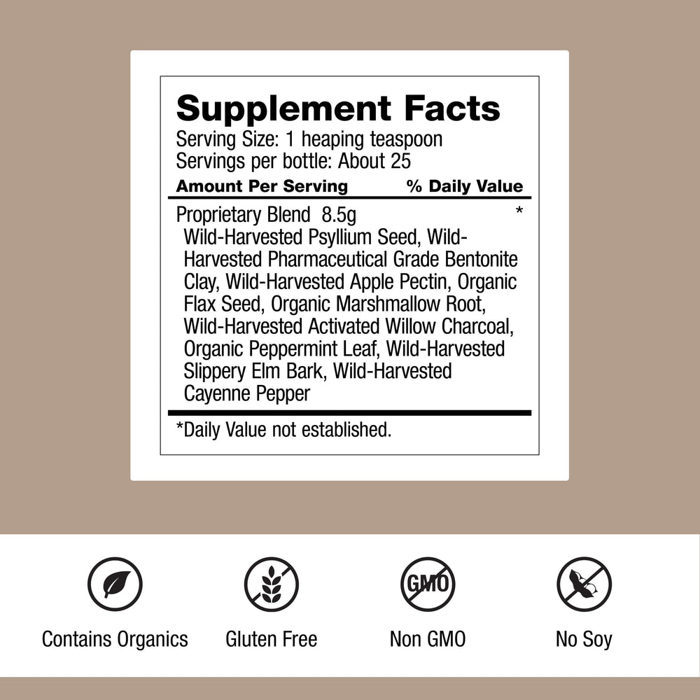 Dr Schulze s Intestinal Formula 2 back label detailing gluten free vegan attributes.