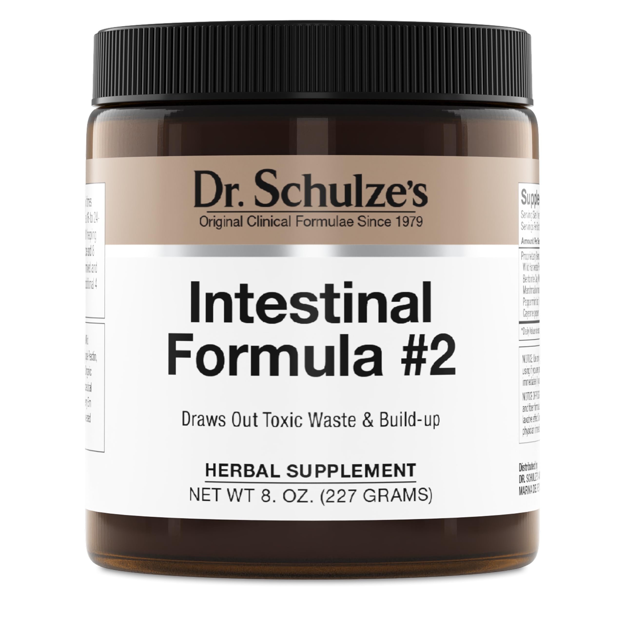 Dr Schulze s Intestinal Formula 2 bottle front highlighting vegan colon support.