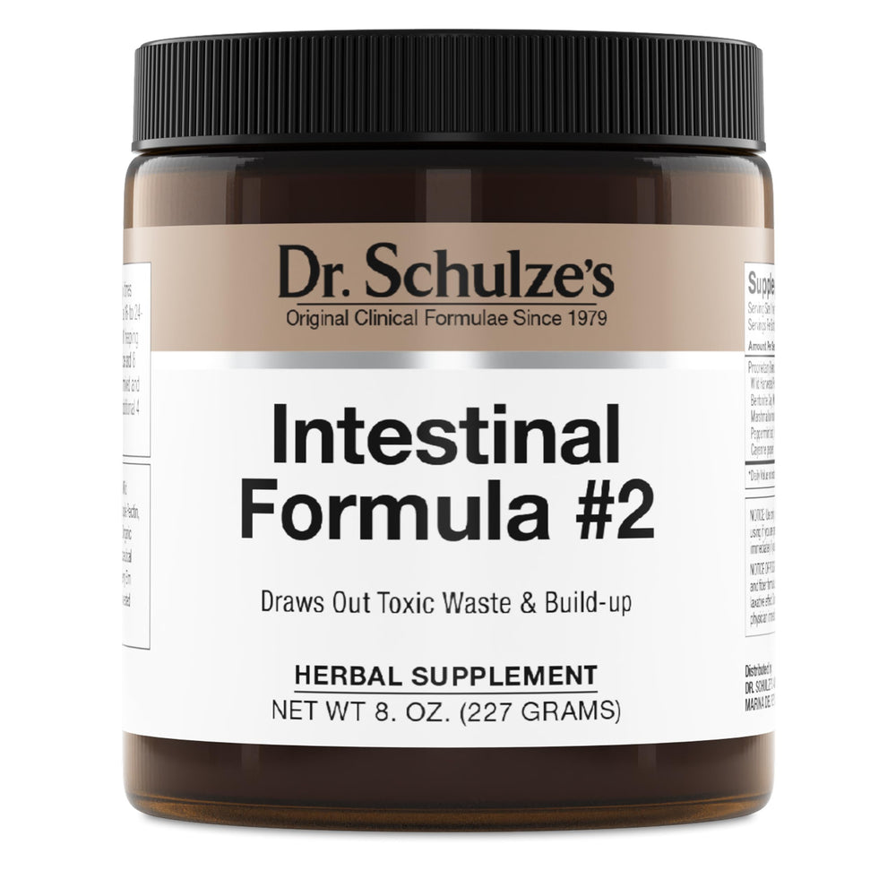 Dr Schulze s Intestinal Formula 2 bottle front highlighting vegan colon support.