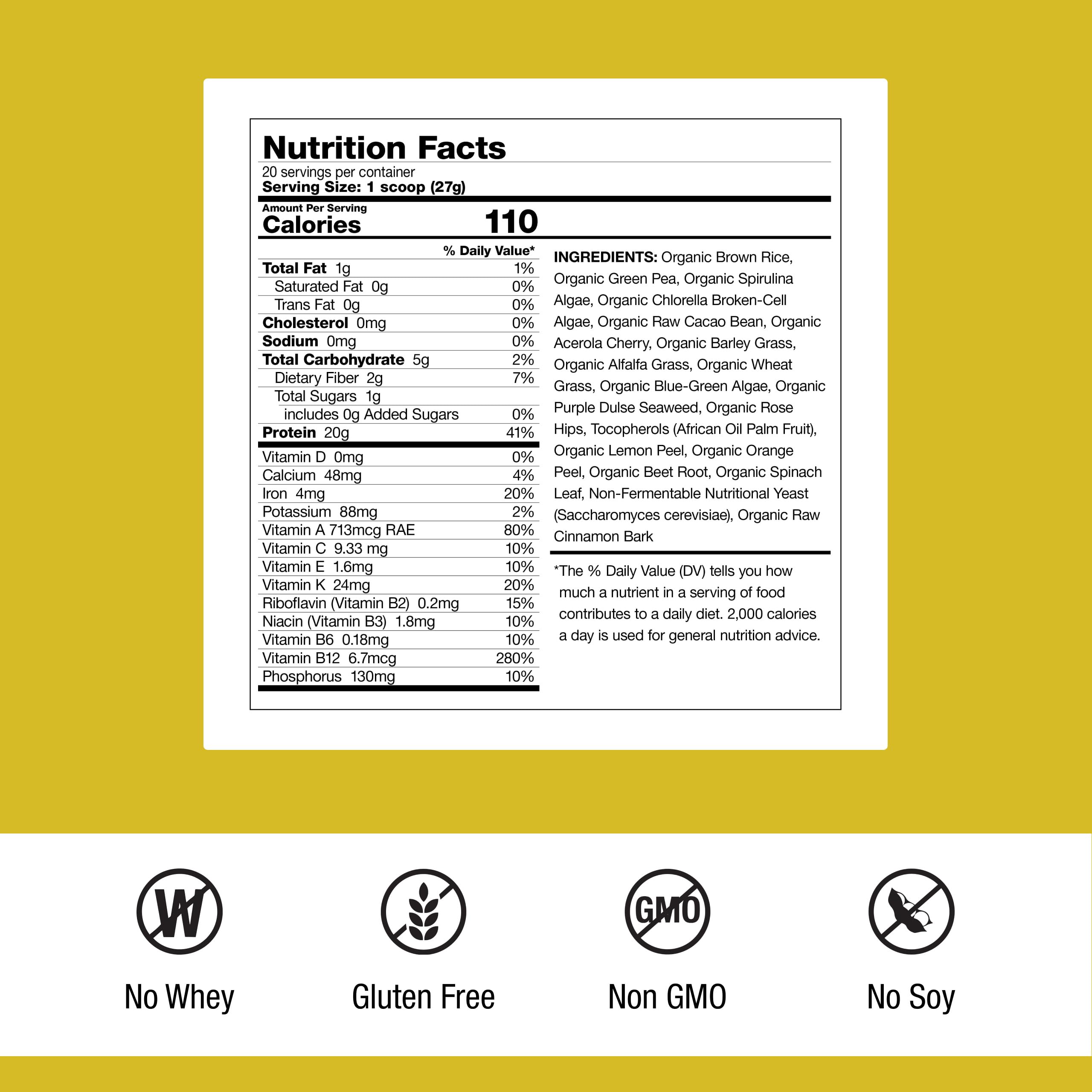 Dr. Schulze's SuperProtein Plus bottle back showing gluten-free, non-GMO nutrition details.