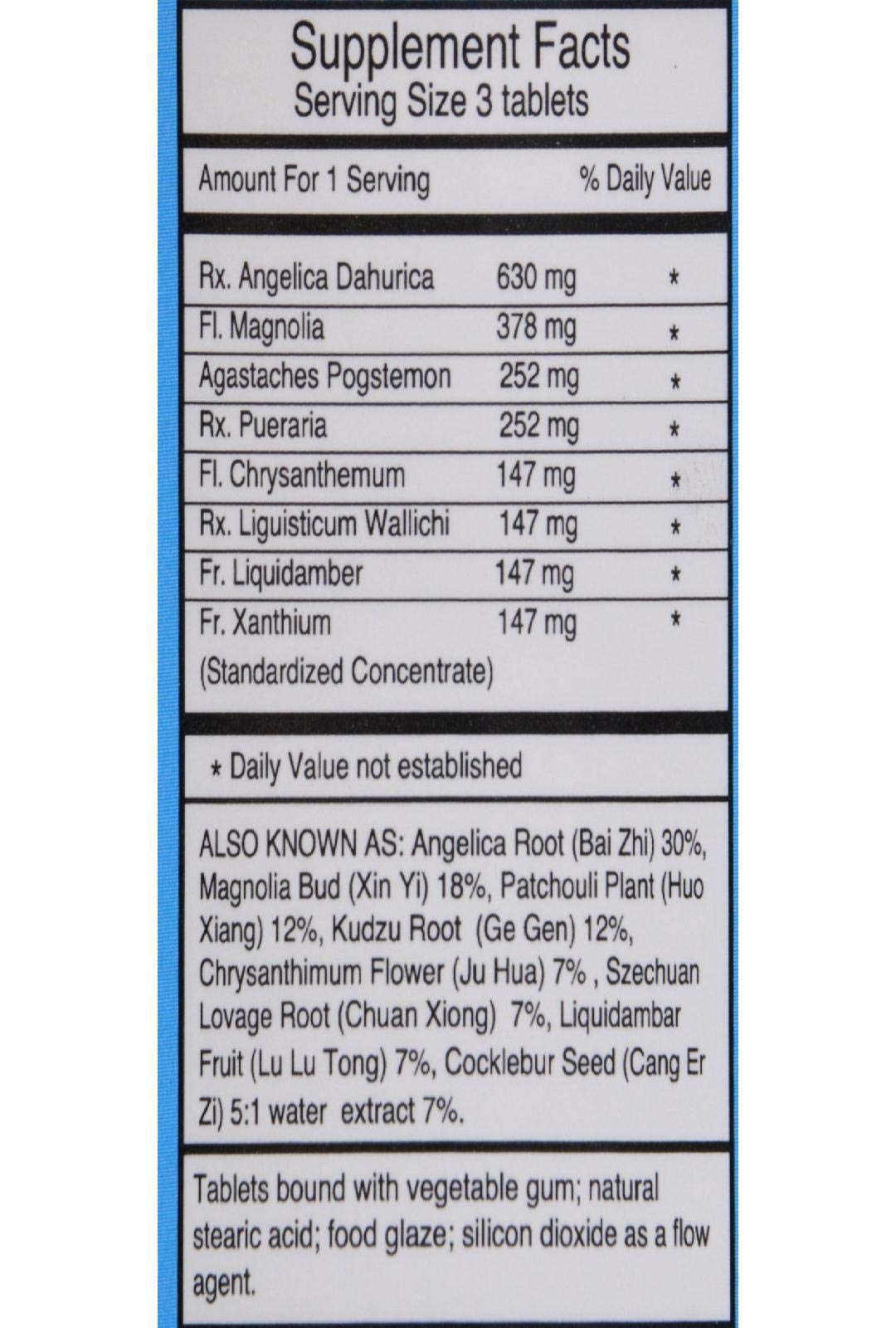 Dr. Shen's Sinus tablets closeup show safe herbal formula for sinus comfort