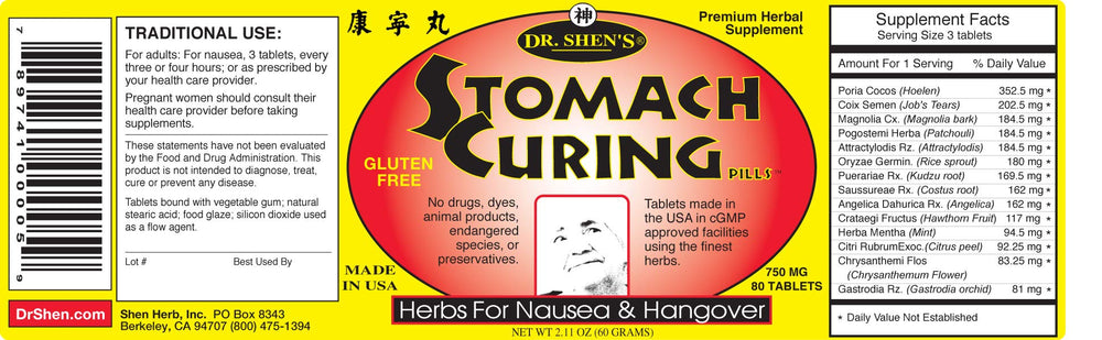 DR. SHEN'S Stomach Curing Pills travel kit ready for travelers with stomach upset.