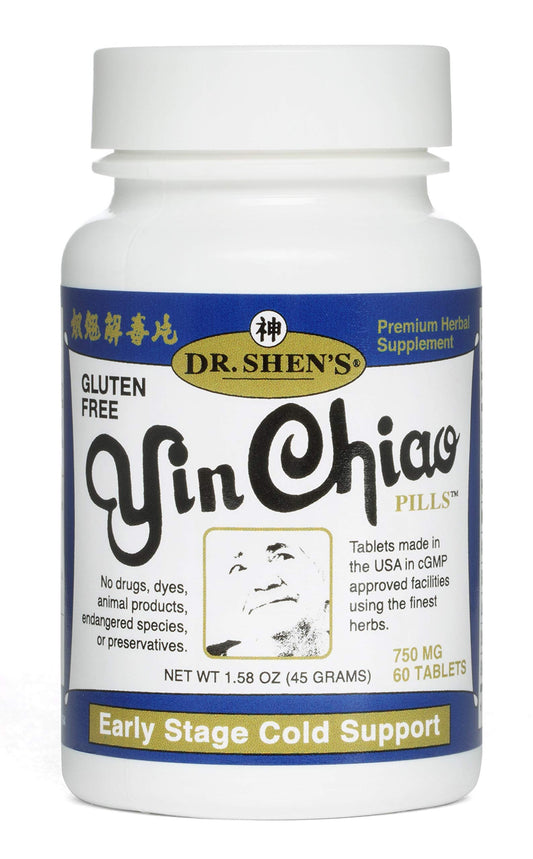 Dr. Shen's Yin Chiao bottle with 60 tablets offering traditional herbal support