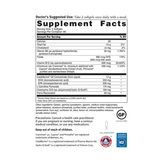 Dr. Sinatra Omega Q Plus 100 Resveratrol softgels close-up for daily use