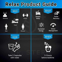 Dr. Stern Omissandi Relax packaging box shows vegan formula and USA-made production