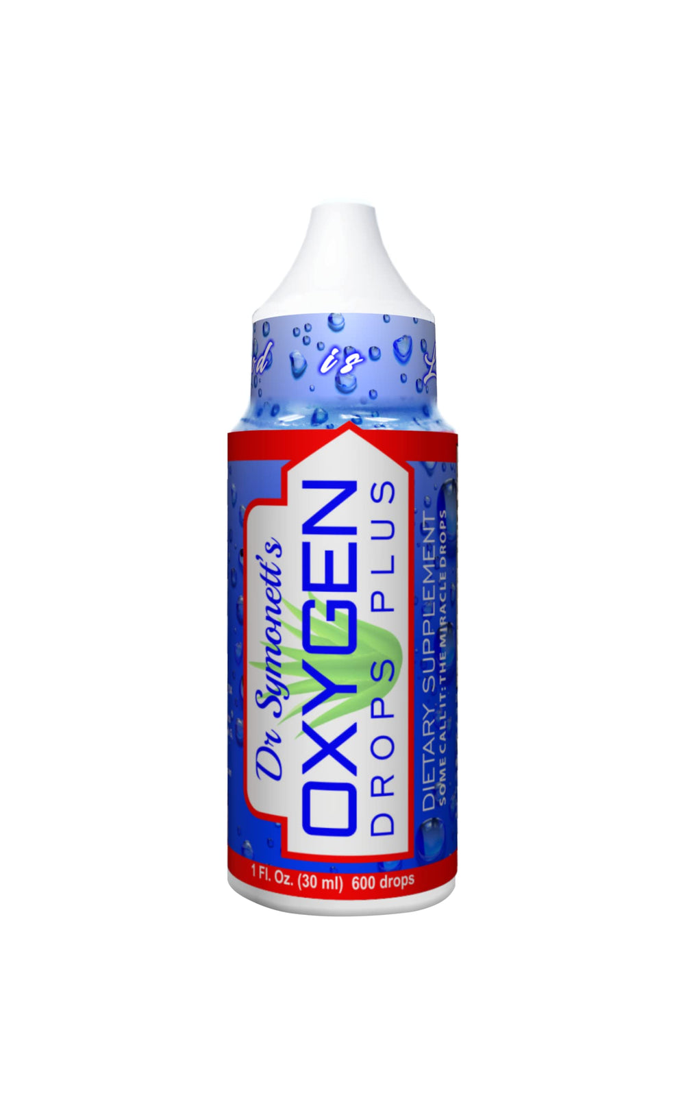 Dr Symonetts Oxygen Drops Plus bottle front for daily oxygen support