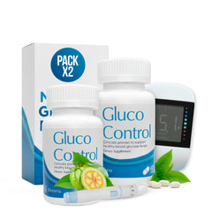 Dr. T Gluco Control bottle pour highlights herbal blend for daily wellness.