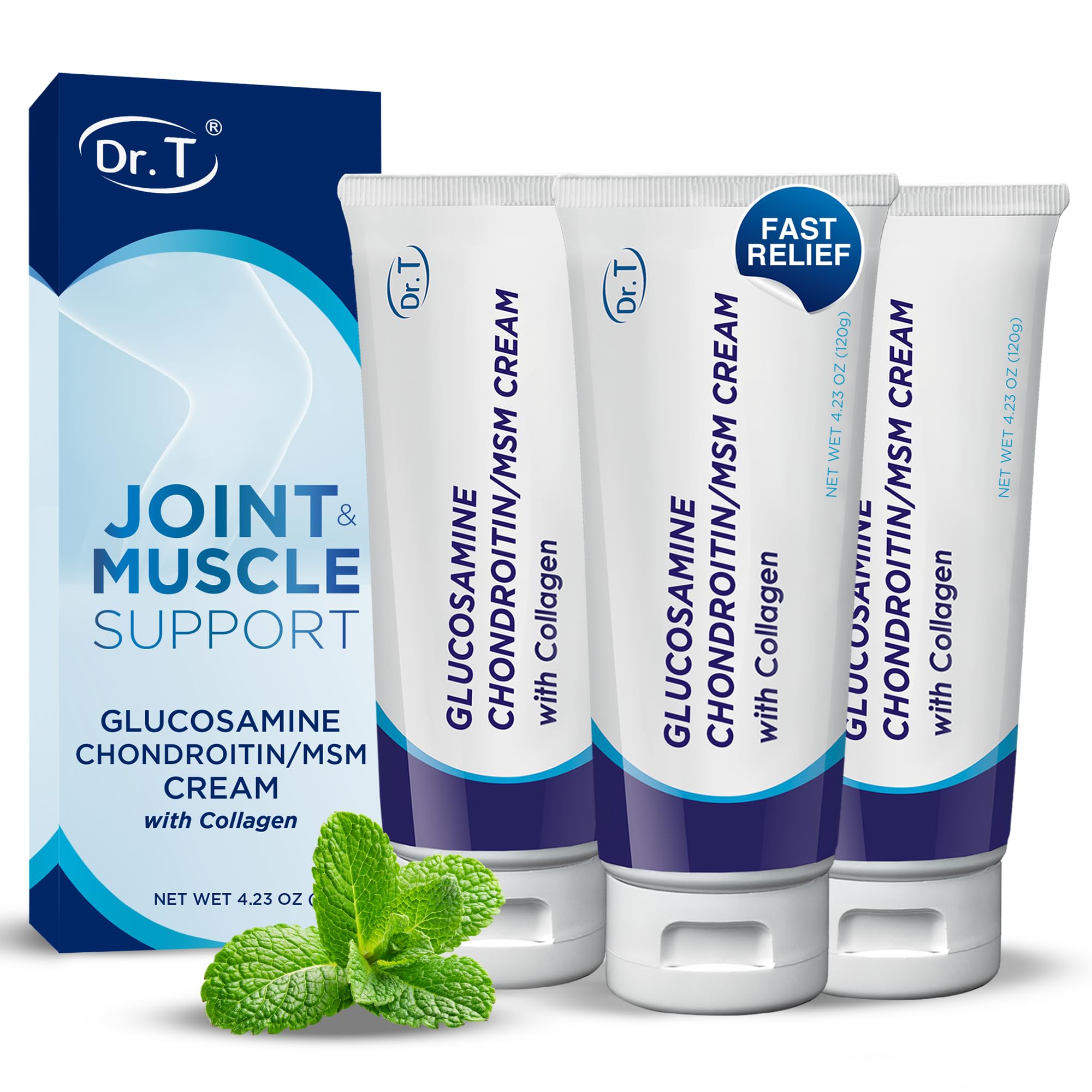 Dr. T Glucosamine Chondroitin Cream applied to knee area for smoother movement.