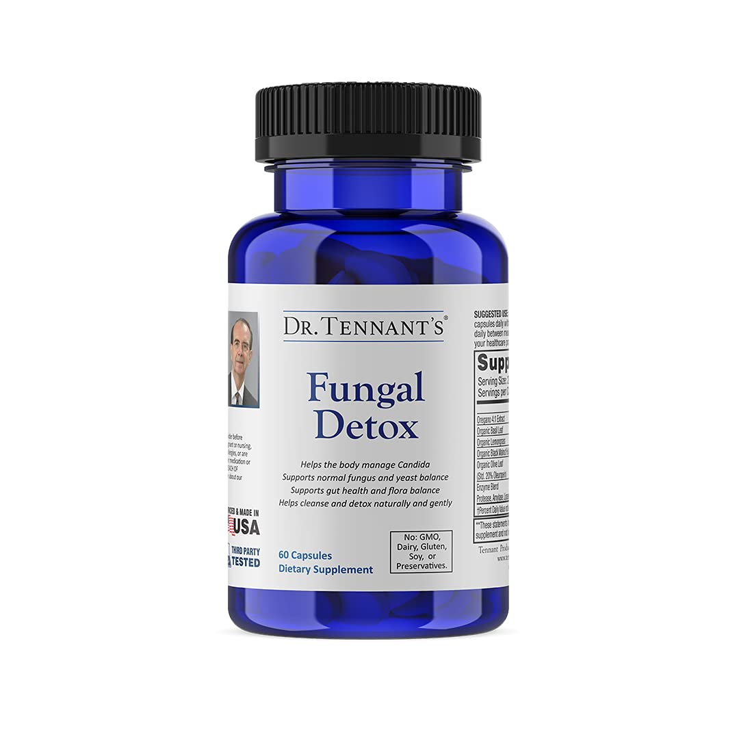 Dr. Tennant's Fungal Detox bottle front view supports daily gut balance.