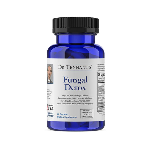 Dr. Tennant's Fungal Detox bottle front view supports daily gut balance.
