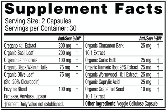 Dr. Tennant's Fungal Detox capsules close-up highlight herbal blend.