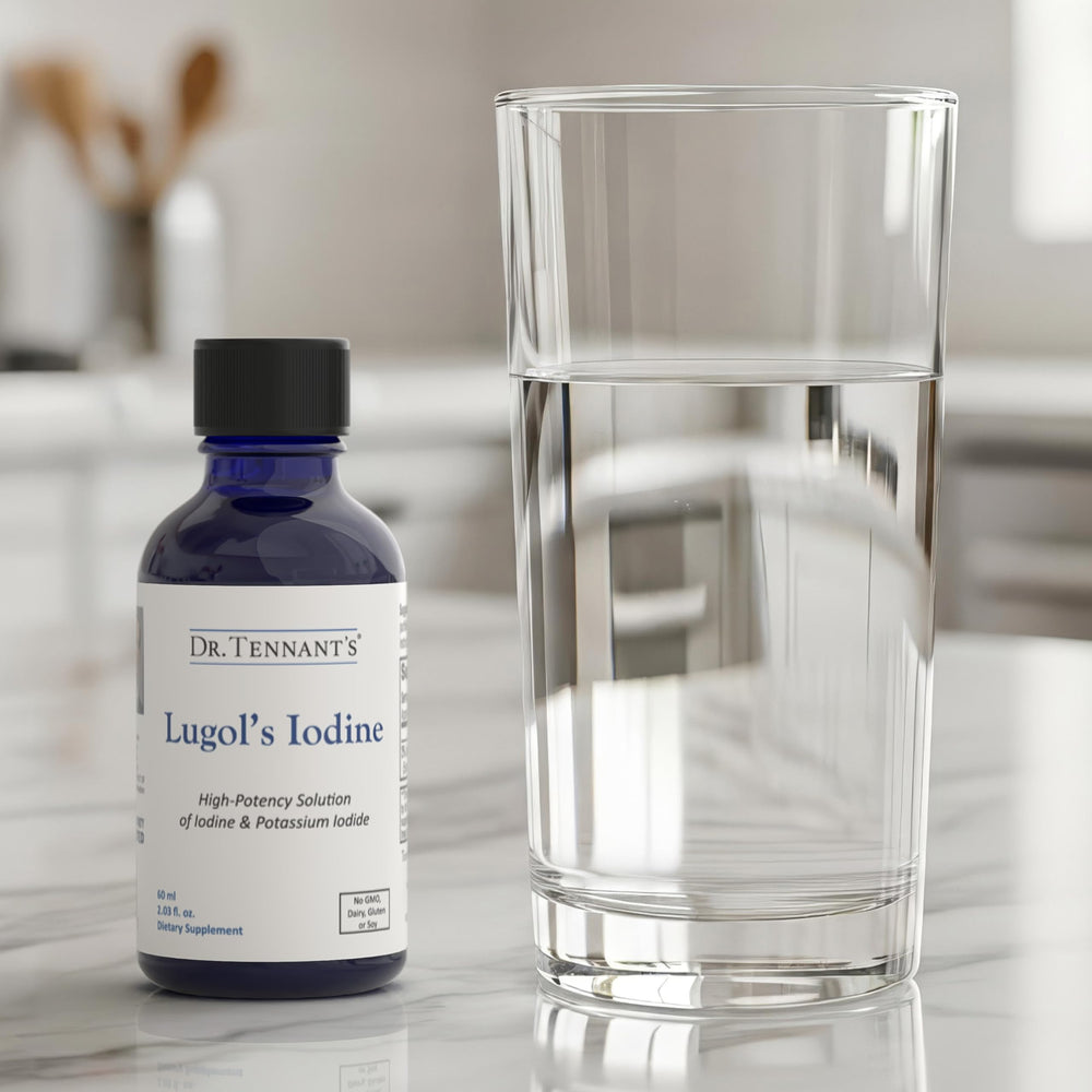 Concept image suggesting immune support with Dr. Tennant's iodine drops