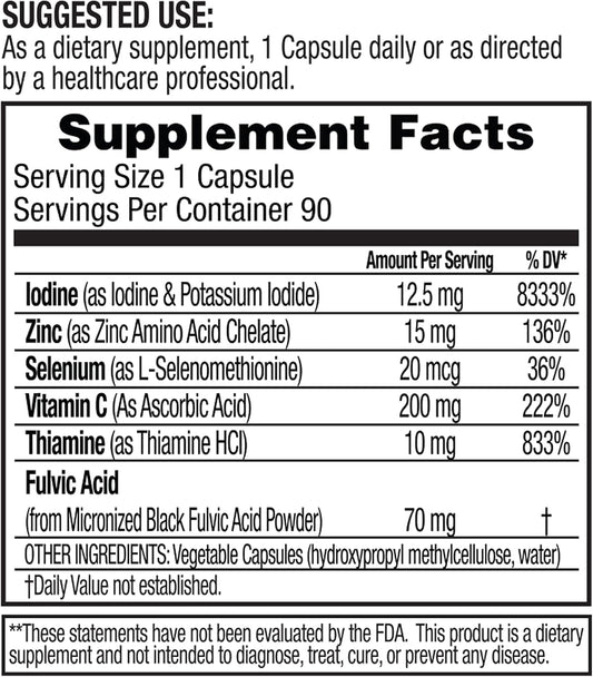 Capsules of Dr. Tennant's Iodine Supplement Plus close-up for easy daily intake.