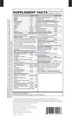 Nutrition panel of Dr. Tennant's Restore Vanilla Shake emphasizing 50+ vitamins and minerals