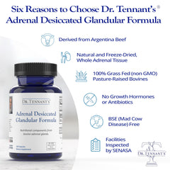 Dr. Tennant's Stress & Adrenal capsules being poured for easy daily use.