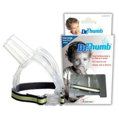 Dr Thumb large thumb guard on a child’s hand supports habit awareness during play