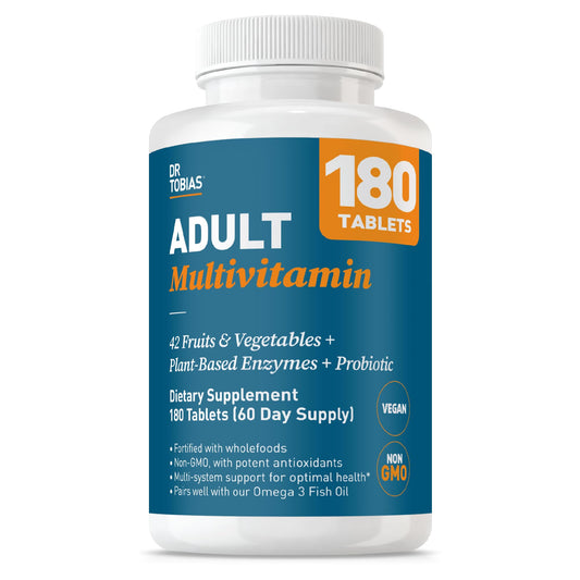 Dr. Tobias Adult Multivitamin bottle front showing packaging for daily immune support