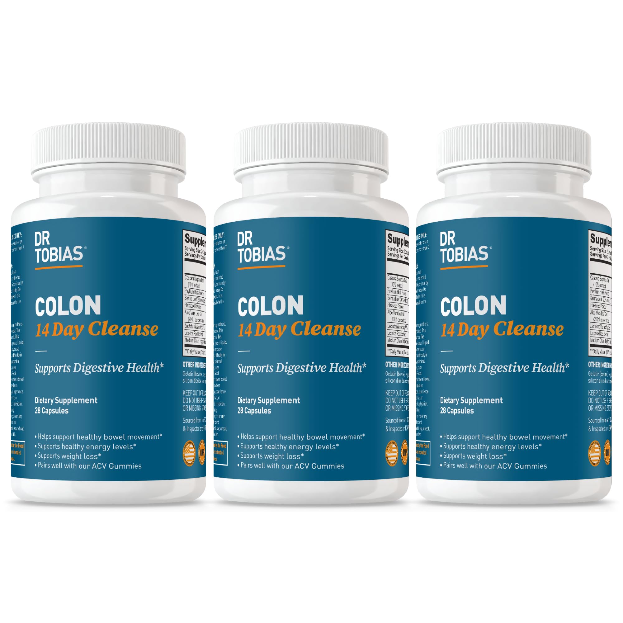 Dr. Tobias Colon Cleanse bottle with capsules supports gentle daily cleansing