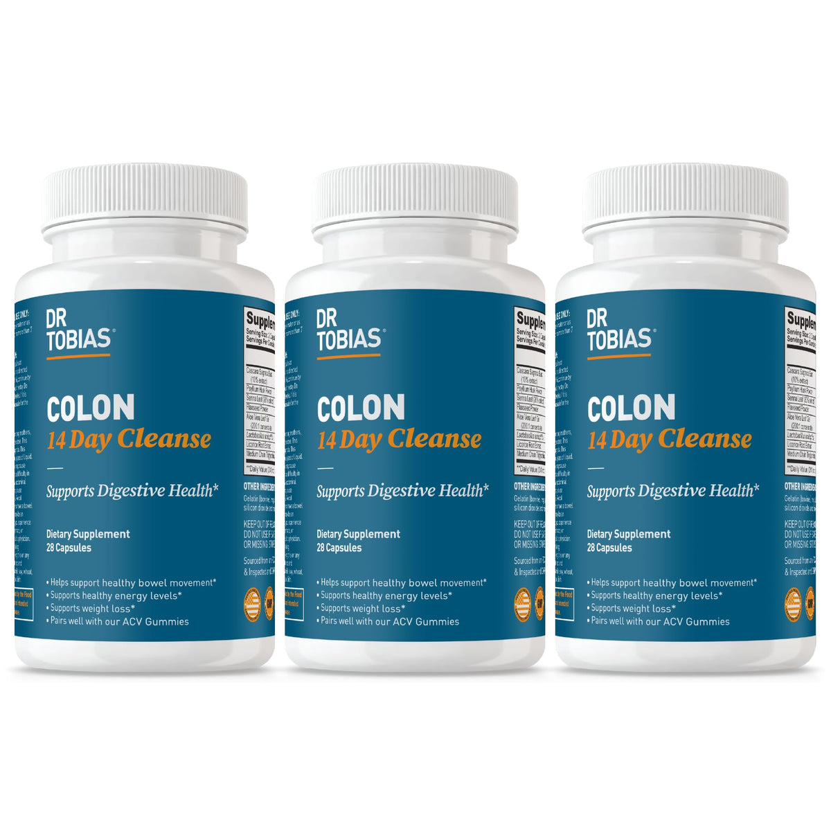 Dr. Tobias Colon Cleanse bottle with capsules supports gentle daily cleansing