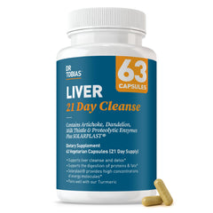Dr. Tobias Liver 21 Day Cleanse bottle shown for convenient daily liver support