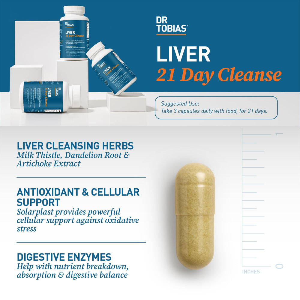 Dr. Tobias Liver 21 Day Cleanse box emphasizes 21-day plan and dosage