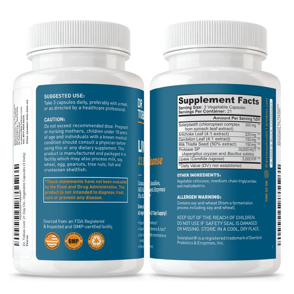 Dr. Tobias Liver 21 Day Cleanse with digestive enzymes for meal-time comfort