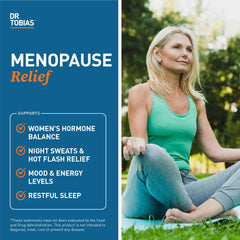 Ingredient blend of Dr. Tobias Menopause Relief with Black Cohosh and soy isoflavones