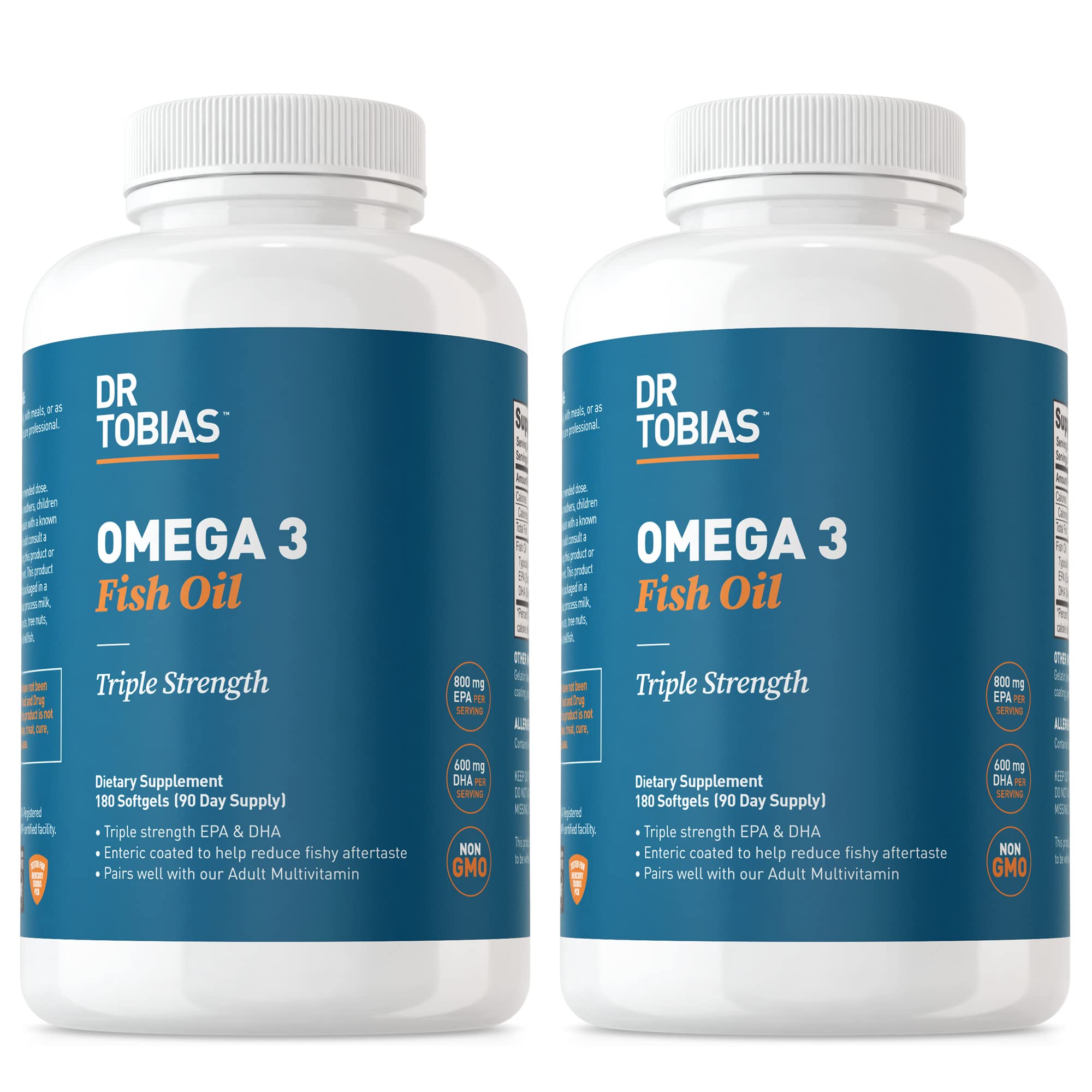 Dr. Tobias Omega 3 bottle front for daily wellness support.