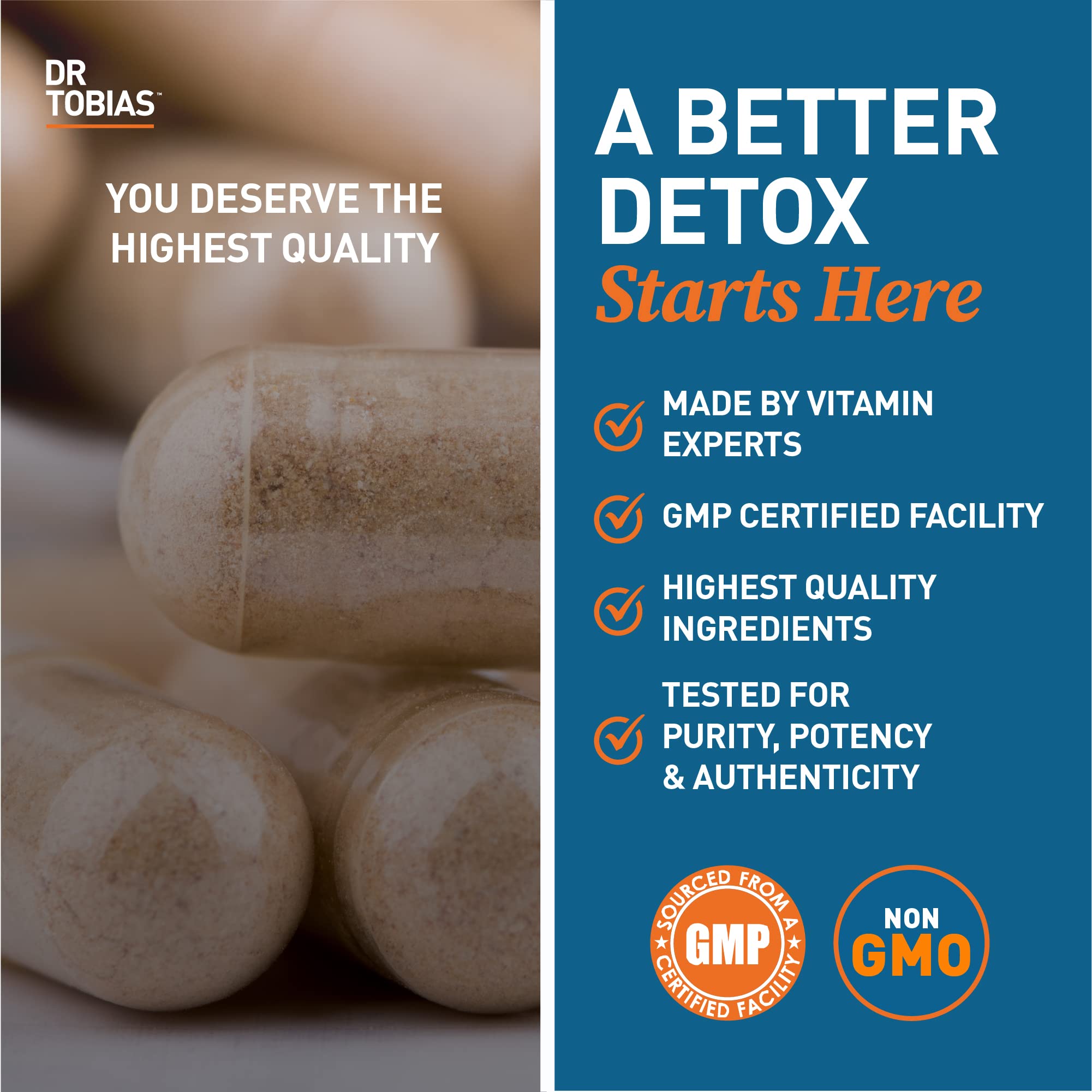 Dr. Tobias blend ingredients including probiotics, enzymes, aloe vera, and reishi for gut support.