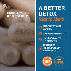 Dr. Tobias blend ingredients including probiotics, enzymes, aloe vera, and reishi for gut support.