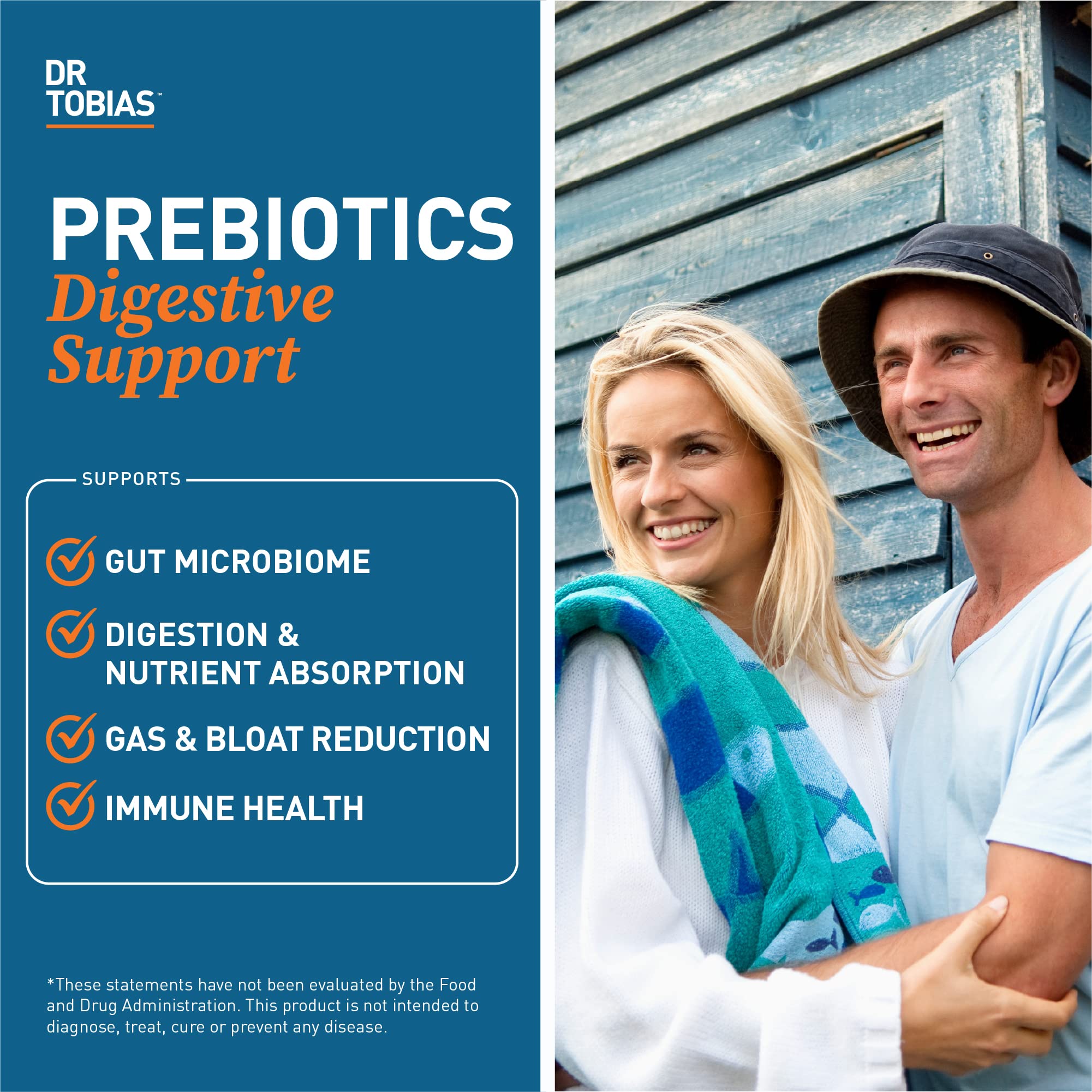 Capsules close-up of Dr. Tobias Prebiotics Digestive Support for daily dosing.