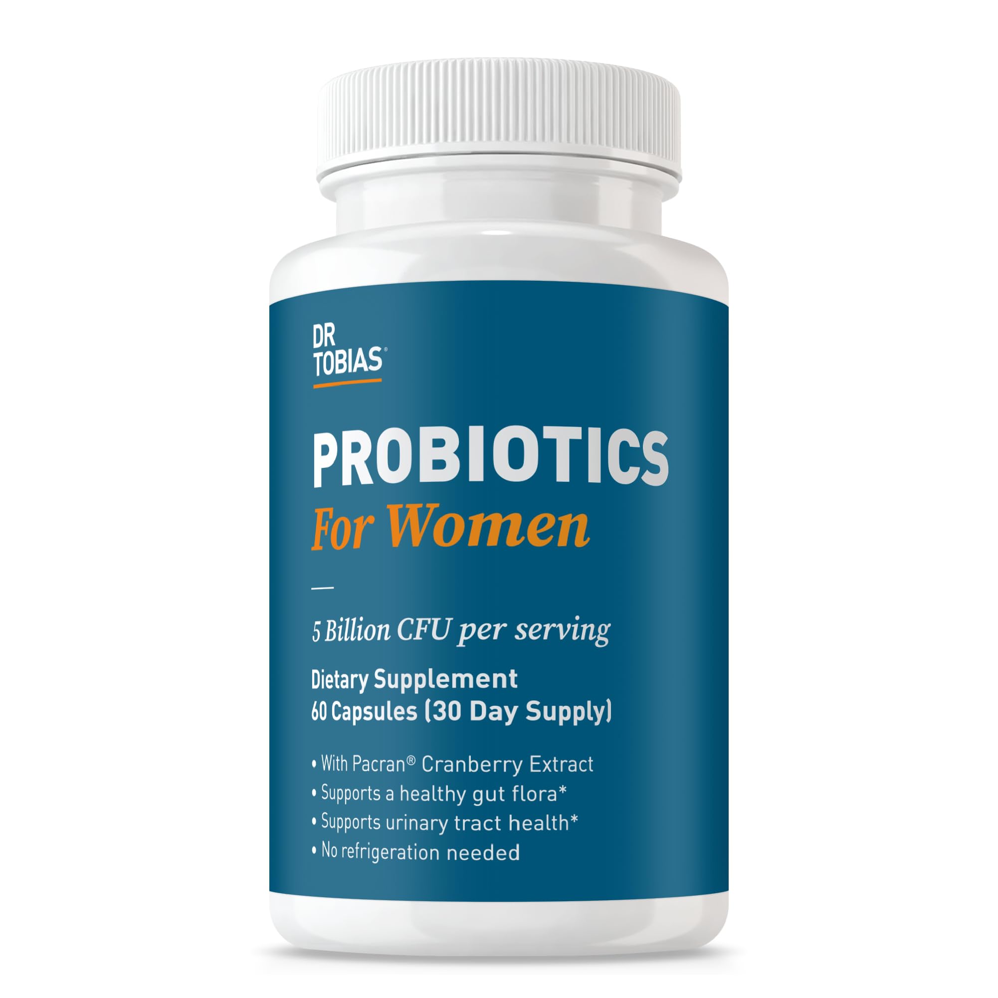 Dr. Tobias Probiotics for Women bottle front supports everyday digestive balance