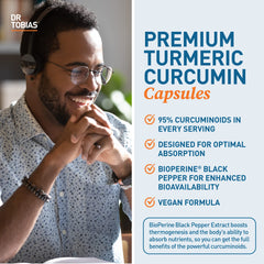 Capsules of Dr. Tobias Turmeric Curcumin for easy daily intake.