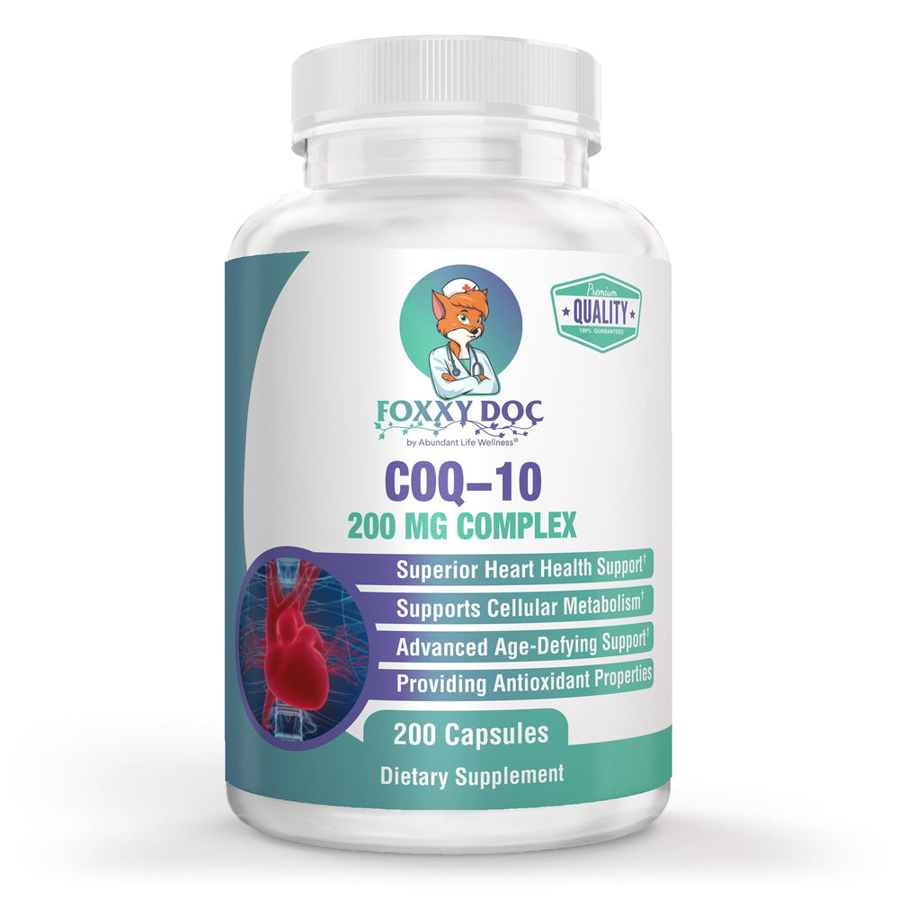 Dr. Valerie Nelson CoQ10 200 mg bottle highlighting non-GMO formula for heart support