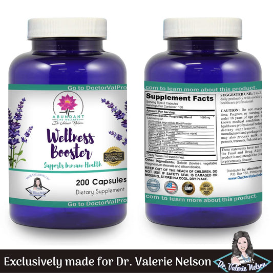 Cap open on Wellness Booster bottle showing easy dosing for daily use.