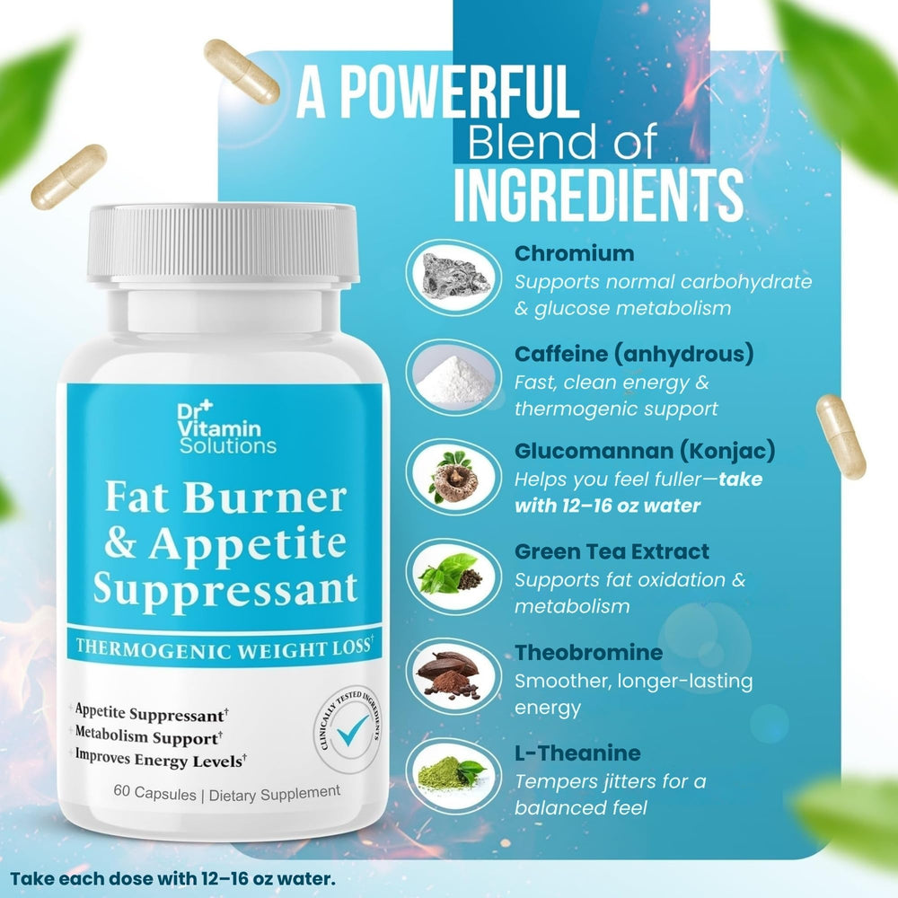 DR VITAMIN SOLUTIONS fat burner label GMP-certified production quality.