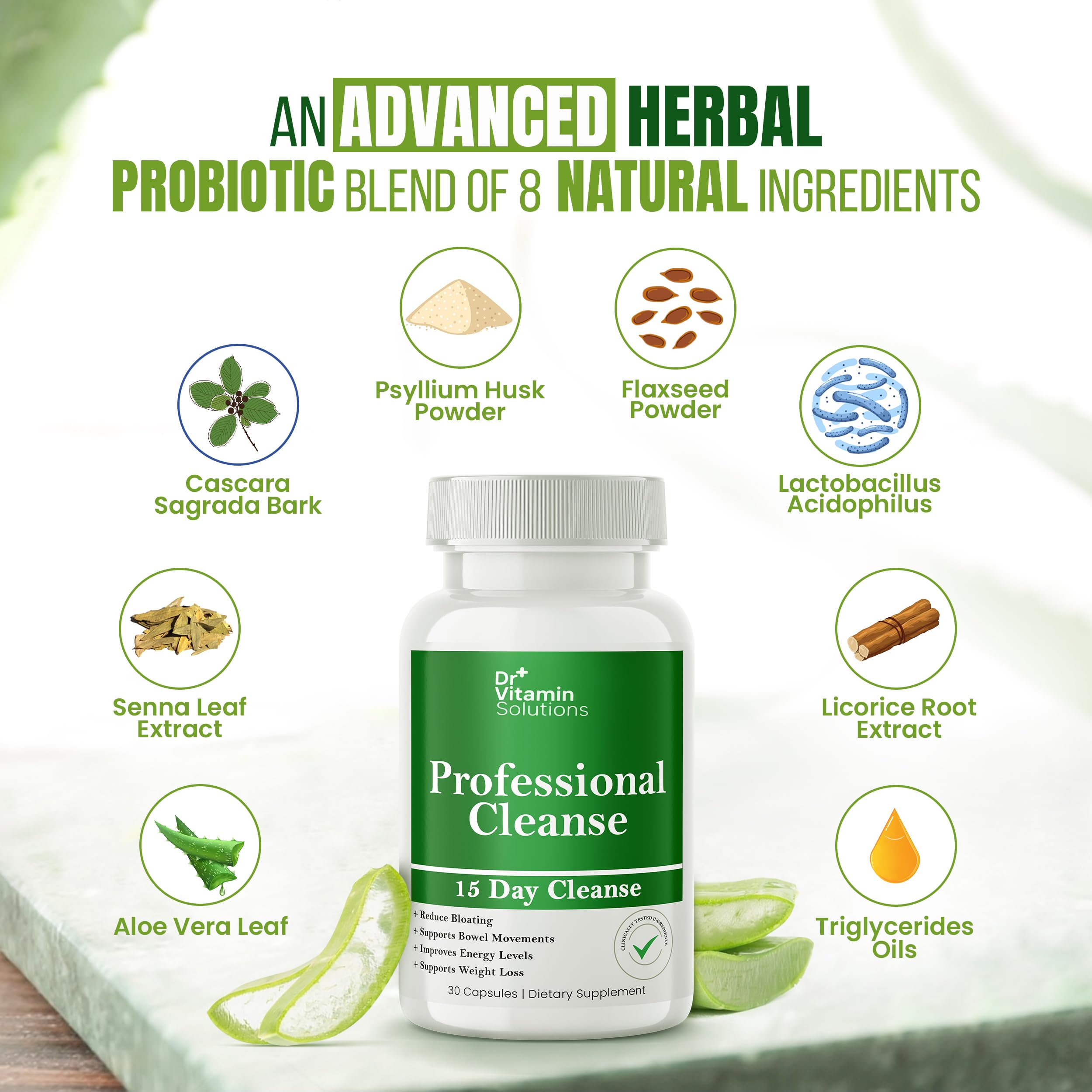 DR VITAMIN SOLUTIONS front packaging emphasizes natural ingredients and trusted quality.