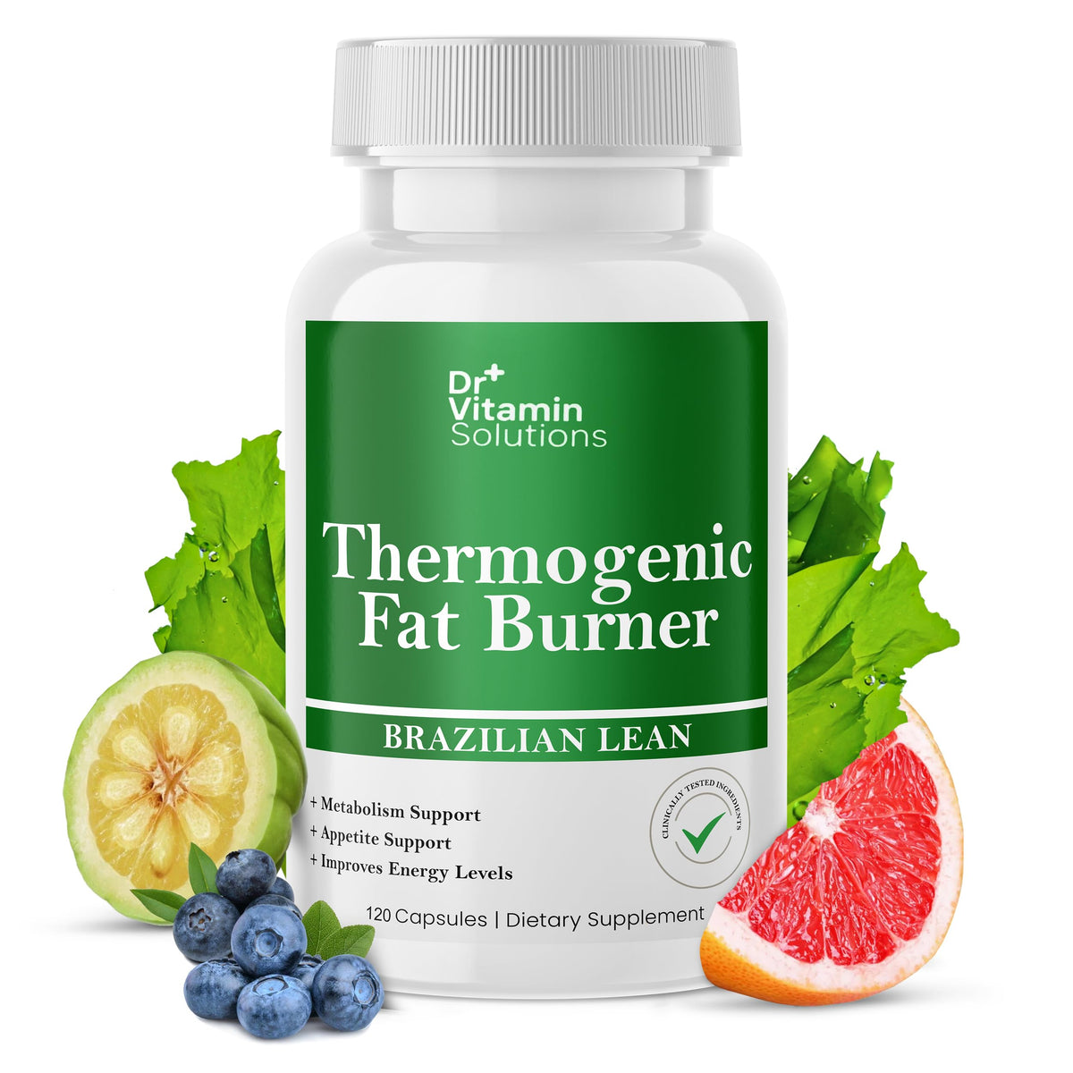 DR VITAMIN SOLUTIONS thermogenic belly fat burner bottle shown for on-the-go support