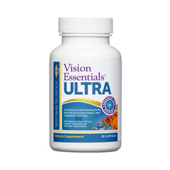 DR.WHITAKER Vision Essentials Ultra bottle front promotes convenient daily eye support.