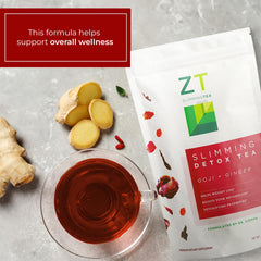 Dr. Zisman ZT Slimming Tea brand label on packaging signaling quality.