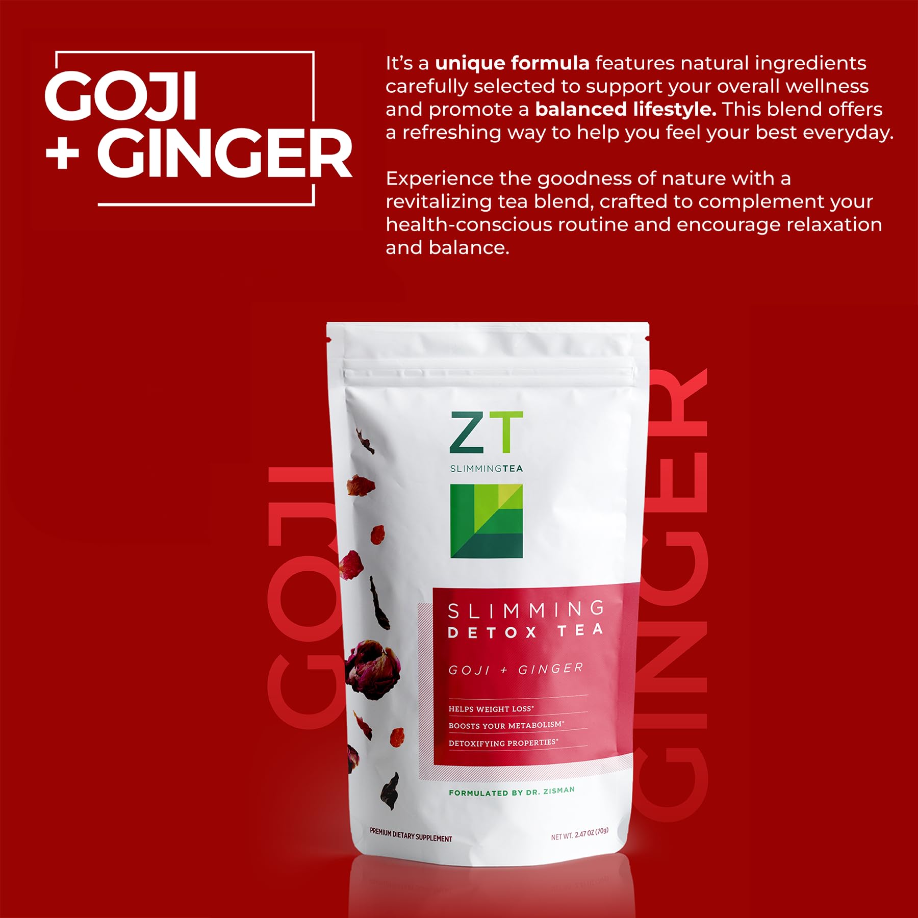 Dr. Zisman ZT Slimming Tea steeping hot water for a cozy, caffeine-free sip.
