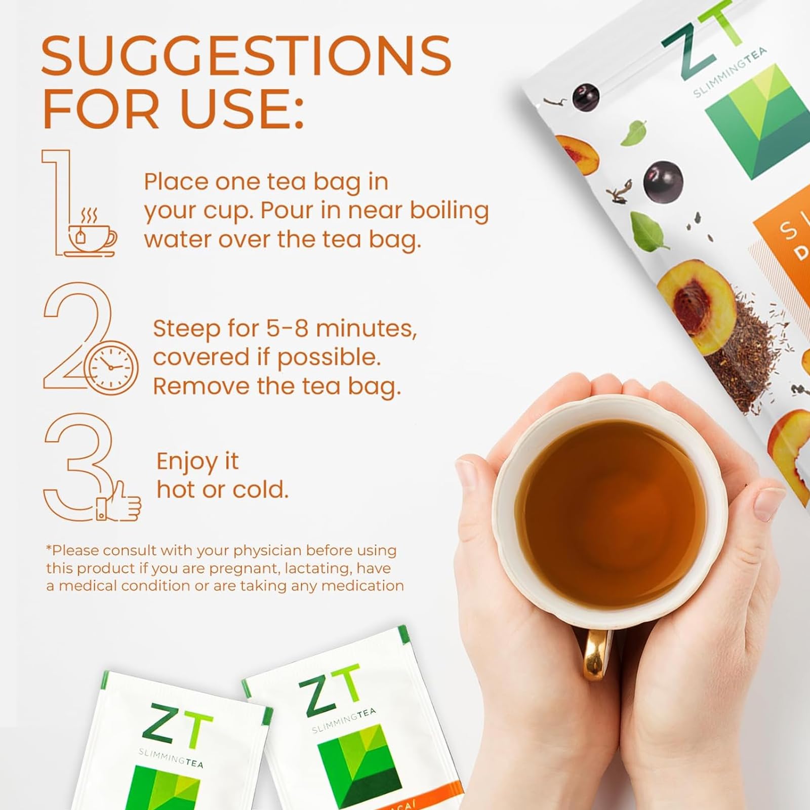 Dr. Zisman ZT Slimming Tea hot or iced serving for versatility