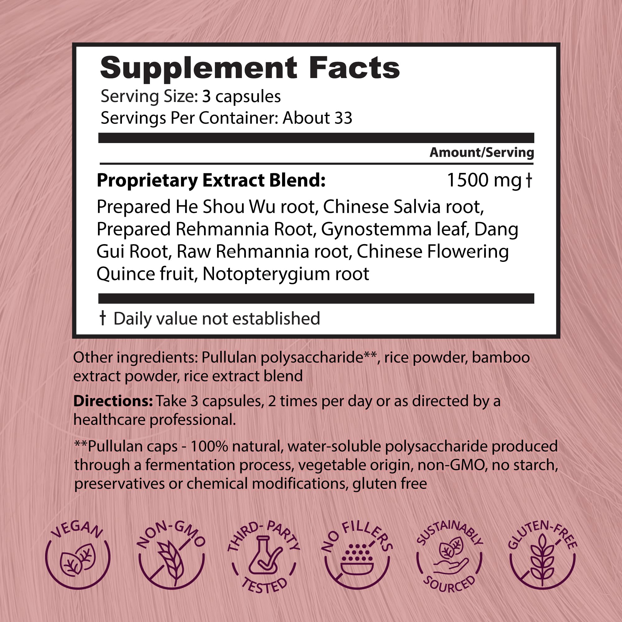Dragon Herbs ingredients label highlights traditional herbs for circulation and vitality.