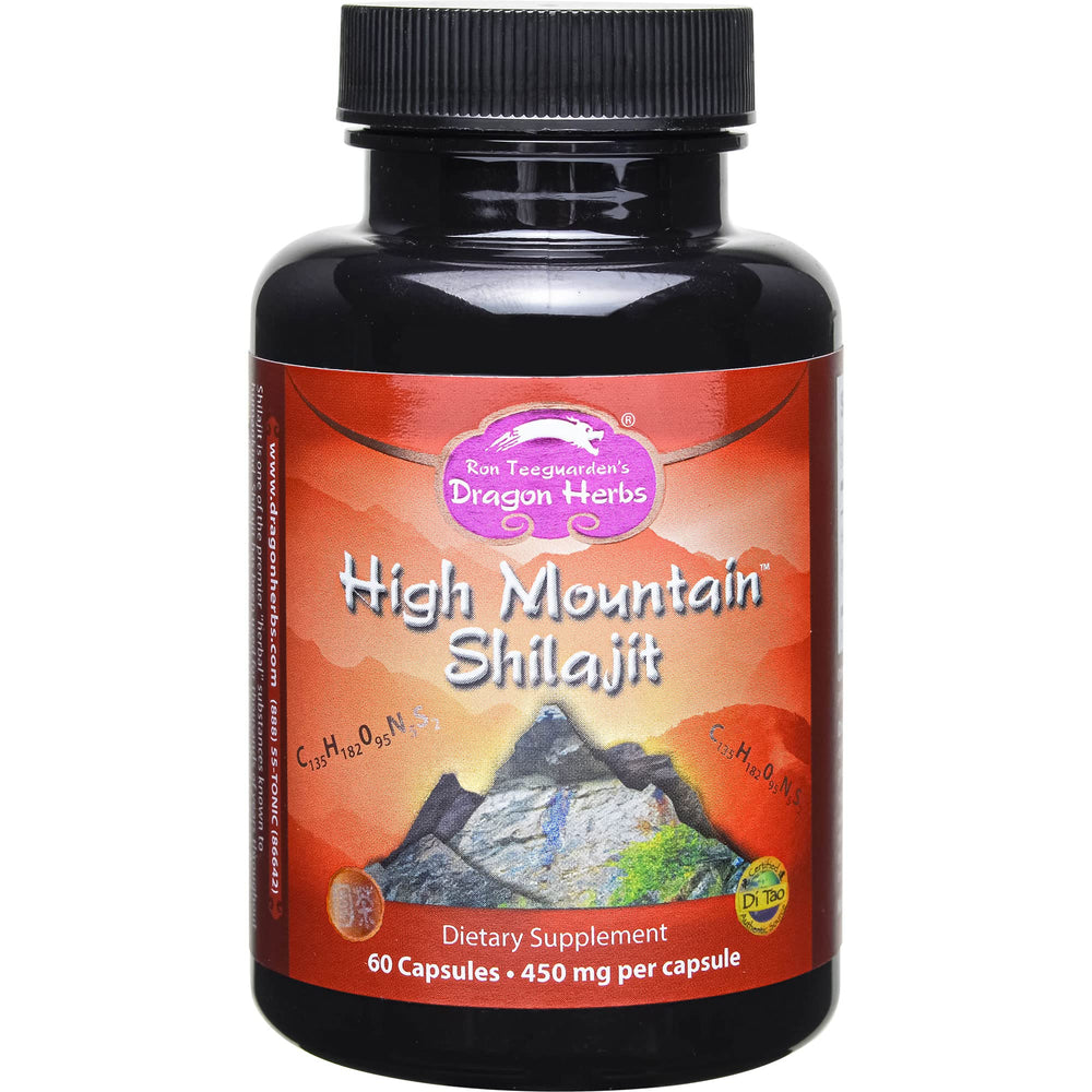 Dragon Herbs High Mountain Shilajit bottle front for energy support.
