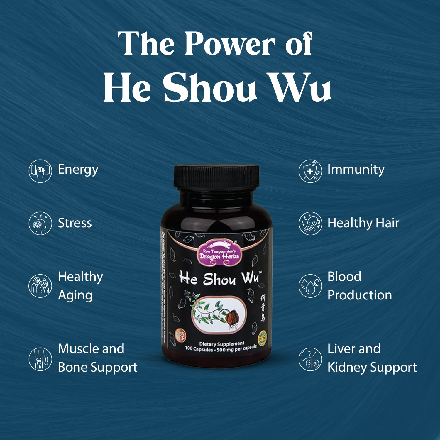 Dragon Herbs prepared He Shou Wu bottle highlighting traditional preparation for immune support